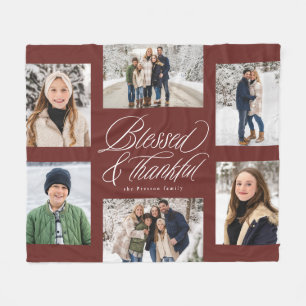 Couverture Polaire Bienheureux et reconnaissant 6 photo collage marro