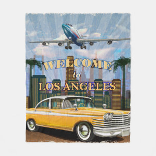 Couverture Polaire Bienvenue à l'affiche rétro de Los Angeles.