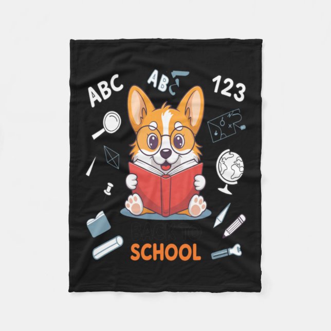 Couverture Polaire Bienvenue à l'école Corgi (Devant)