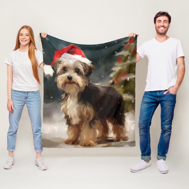 Couverture Polaire Biewer Terrier Chien dans la neige Noël (En situation)
