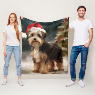 Couverture Polaire Biewer Terrier Chien dans Noël de neige