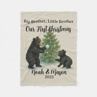 Couverture Polaire Big Brother Little Brother Bear Custom Christmas