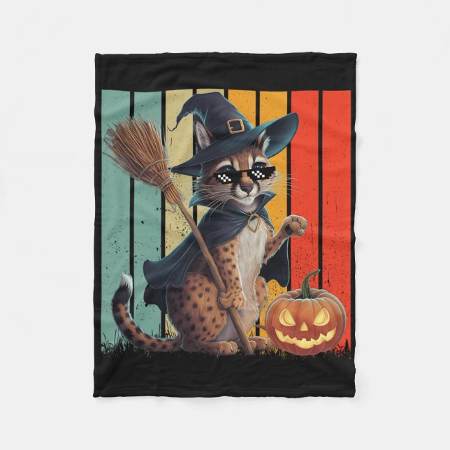 Couverture Polaire Big Floppa Mème Caracal Chat Halloween (Devant)