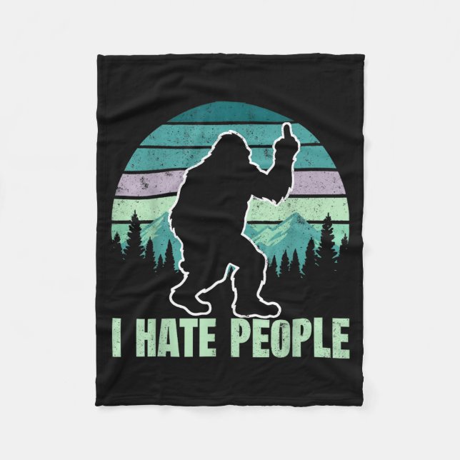 Couverture Polaire Big Foot I Hate People Middle Finger Sasquatch Ret (Devant)