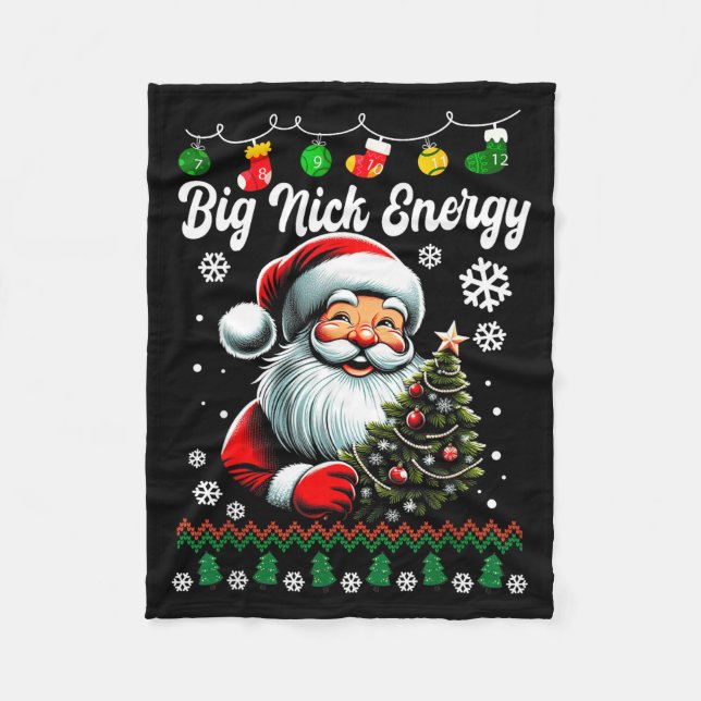 Couverture Polaire Big Nick Energy Santa Xmas Ugly Christmas Sweater  (Devant)