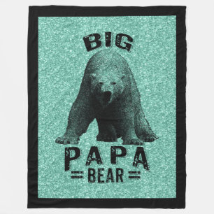 Couverture Polaire Big Papa Bear Black Frame Texte & Ours Polaire