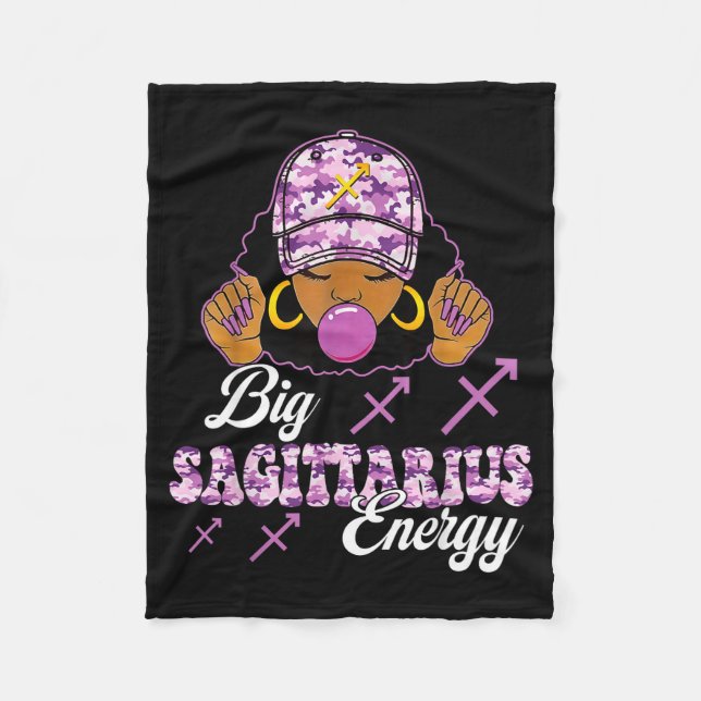 Couverture Polaire Big Sagittarius Energy Afro Girl With Purple Camou (Devant)