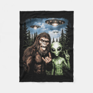 Couverture Polaire Bigfoot Alien Selfie Rock On Signe De Paix Drôle U