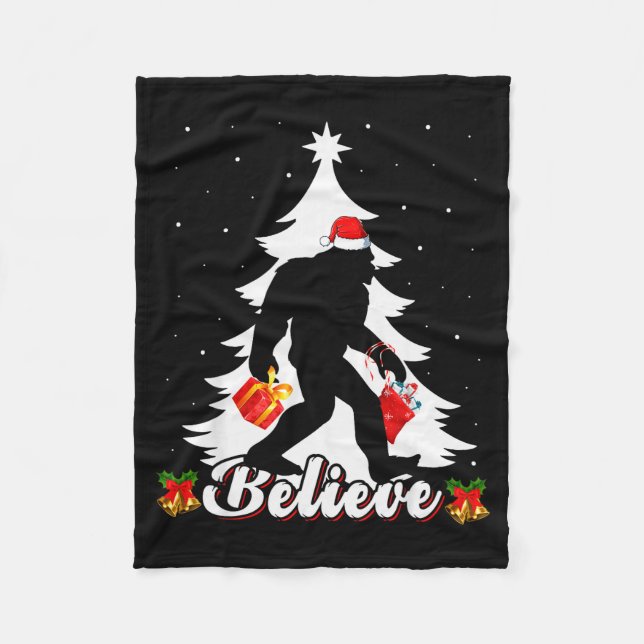 Couverture Polaire Bigfoot Believe Christmas Tree Funny Santa Sasquat (Devant)