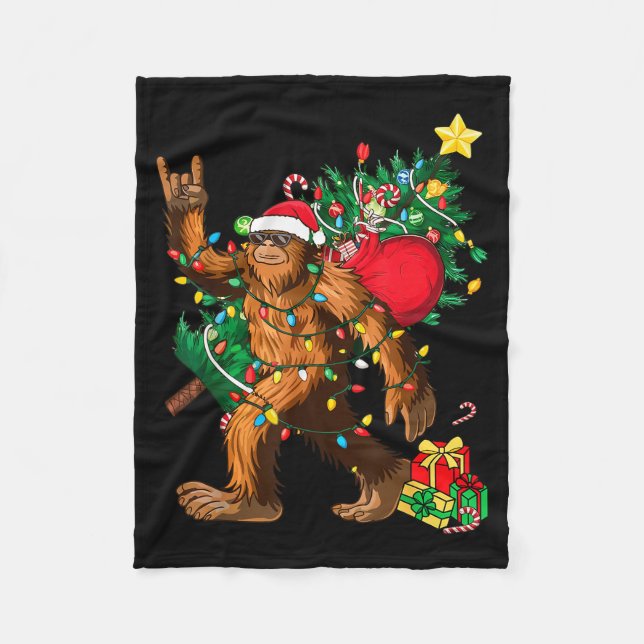 Couverture Polaire Bigfoot Christmas Tree Lights Xmas Boys Men Sasqua (Devant)