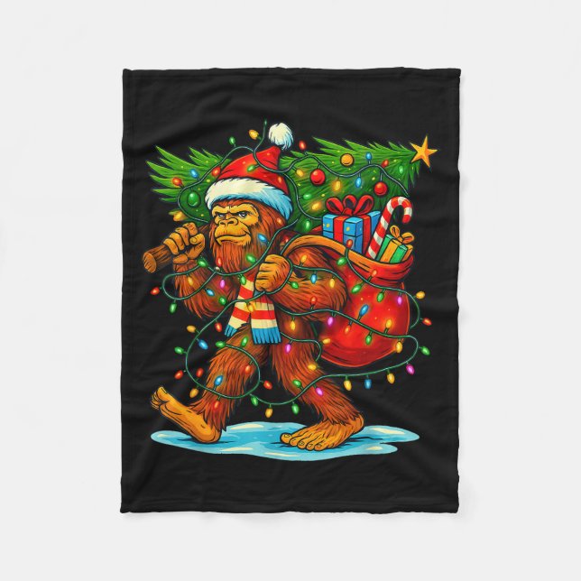 Couverture Polaire Bigfoot Christmas Tree Xmas Sasquatch Funny Lights (Devant)