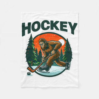 Couverture Polaire Bigfoot de hockey jouant au hockey