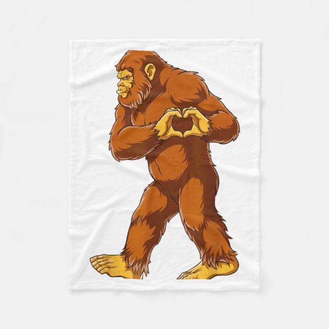 Couverture Polaire Bigfoot Heart Hands Funny Sasquatch Lover Valentin (Devant)