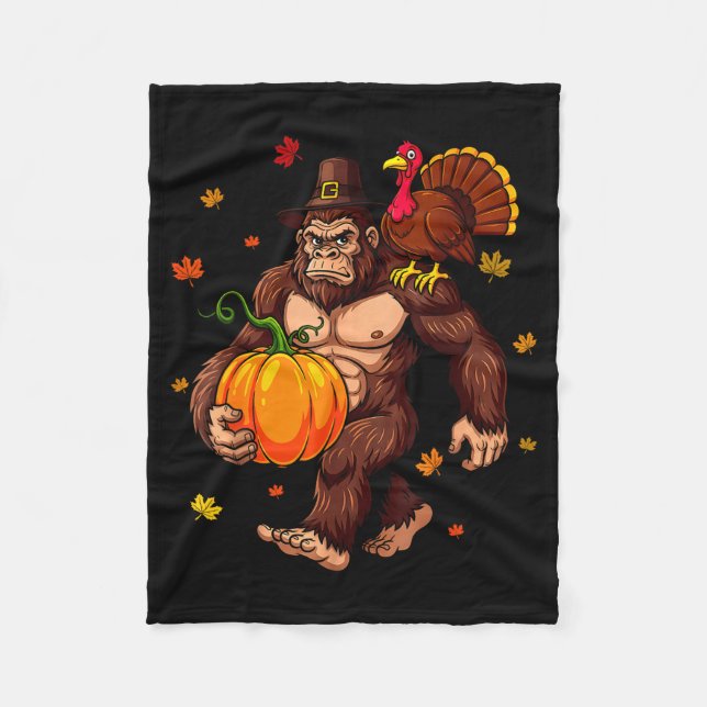 Couverture Polaire Bigfoot Lgrim Turkey Pumpkin Thanksgiving Day Boys (Devant)