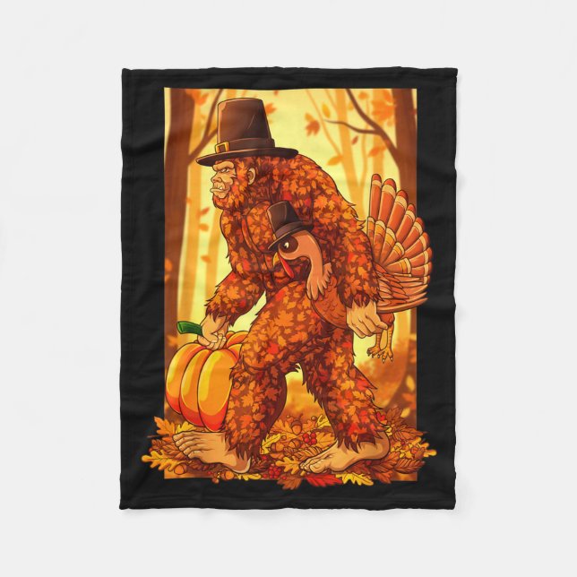 Couverture Polaire Bigfoot Lgrim Turkey Pumpkin Thanksgiving Day Funn (Devant)