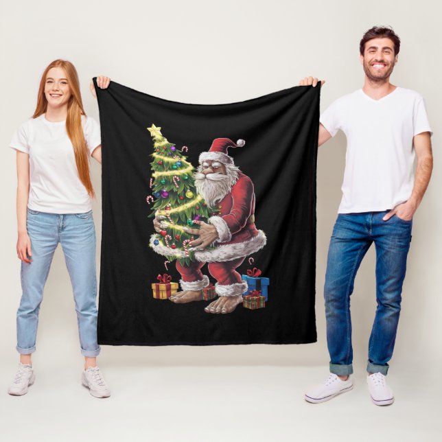 Couverture Polaire Bigfoot Noël Arbre Lumières Noël Sasquatatch Amour (En situation)