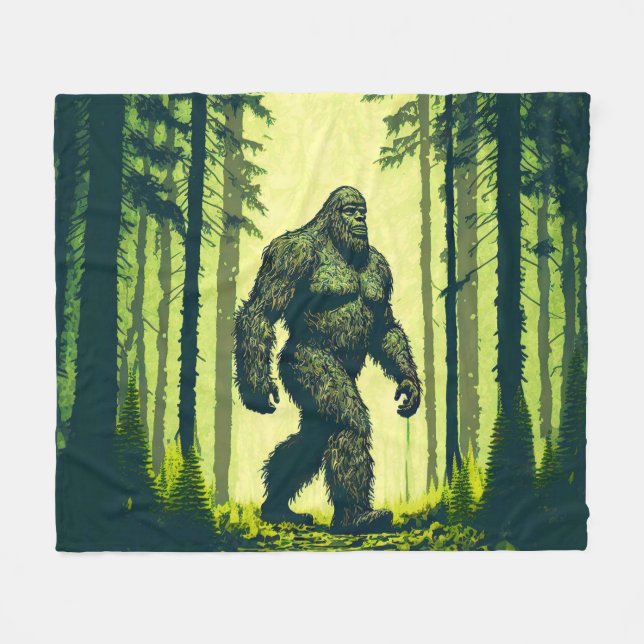 Couverture Polaire Bigfoot Pour Une Marche Forêt Sasquatch (Devant (Horizontal))