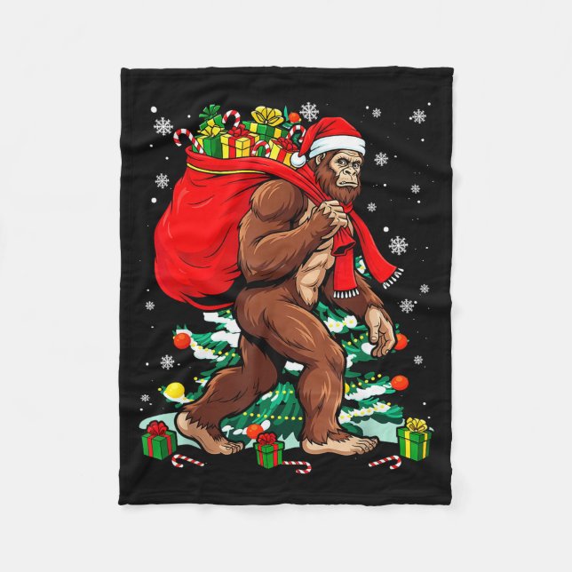 Couverture Polaire Bigfoot Santa Carrying Christmas Bag Xmas Hat Sasq (Devant)