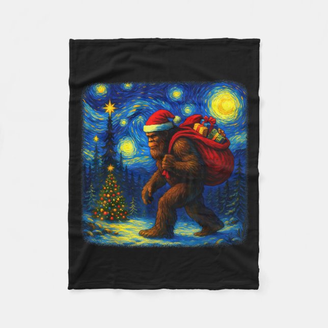 Couverture Polaire Bigfoot Santa Christmas Starry Night Sasquatch Van (Devant)