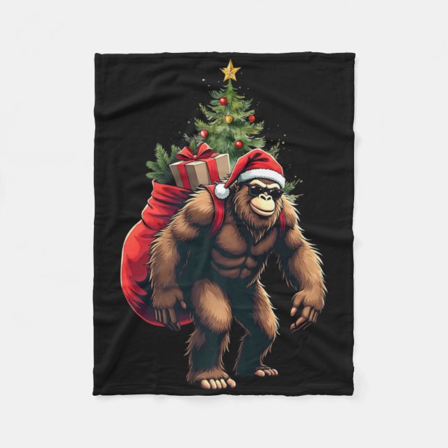 Couverture Polaire Bigfoot Santa Christmas Tree Lights Funny Xmas Sas (Devant)