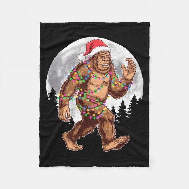 Couverture Polaire Bigfoot Santa Christmas Tree Lights Xmas Sasquatch (Devant)
