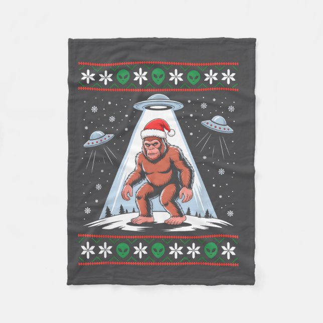 Couverture Polaire Bigfoot Santa Ufo Alien Funny Ugly Christmas Sweat (Devant)