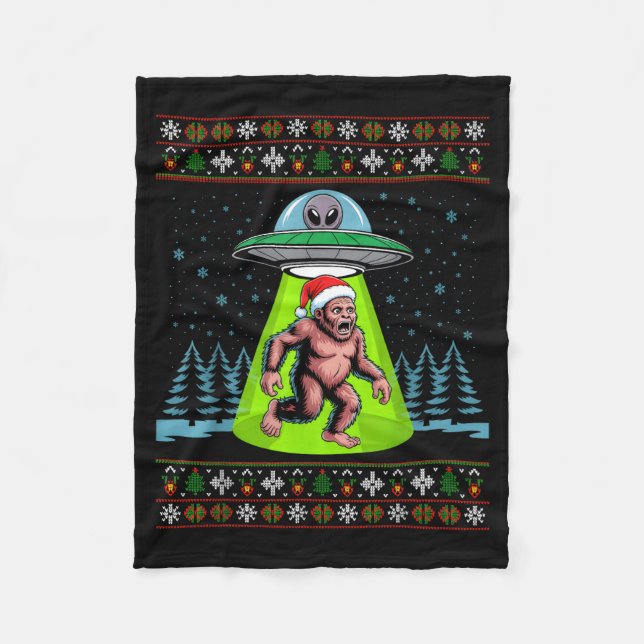 Couverture Polaire Bigfoot Santa Ufo Sasquatch Funny Ugly Christmas S (Devant)
