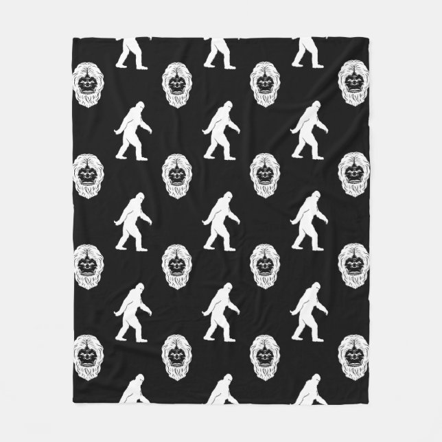 Couverture Polaire Bigfoot Sasquatch Noir & Blanc (Devant)