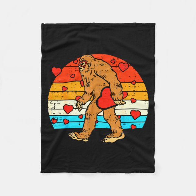 Couverture Polaire Bigfoot Sasquatch Retro Heart Funny Valentines Day (Devant)