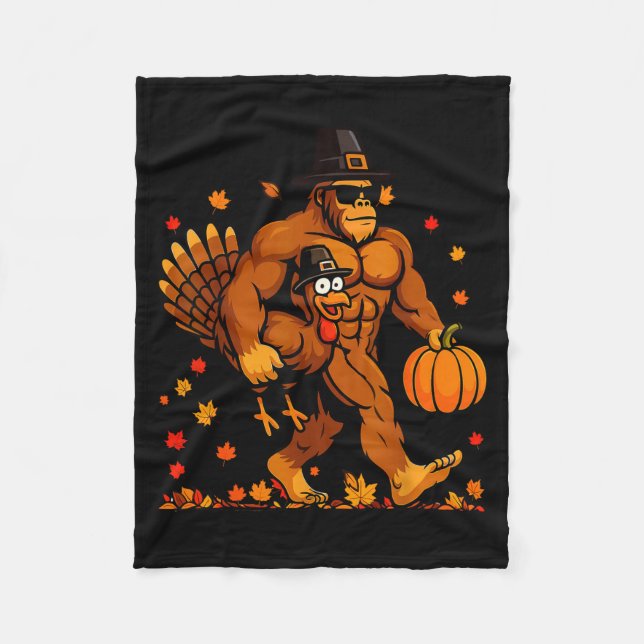 Couverture Polaire Bigfoot Thanksgiving Turkey Funny Thanksgiving Sas (Devant)