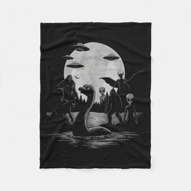 Couverture Polaire Bigfoot Ufo Loch Ness Monster Mothman And Aliens!  (Devant)