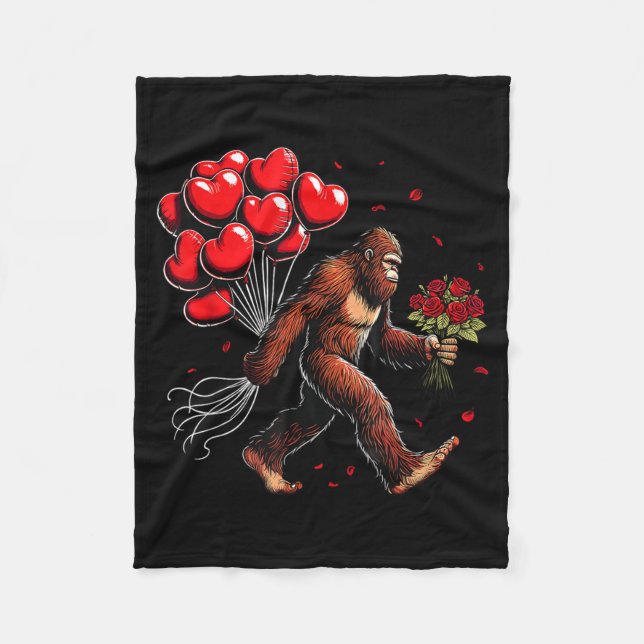 Couverture Polaire Bigfoot Valentines Day Funny Sasquatch Hearts Love (Devant)