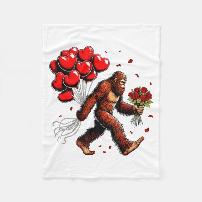 Couverture Polaire Bigfoot Valentines Day Funny Sasquatch Hearts Love (Devant)