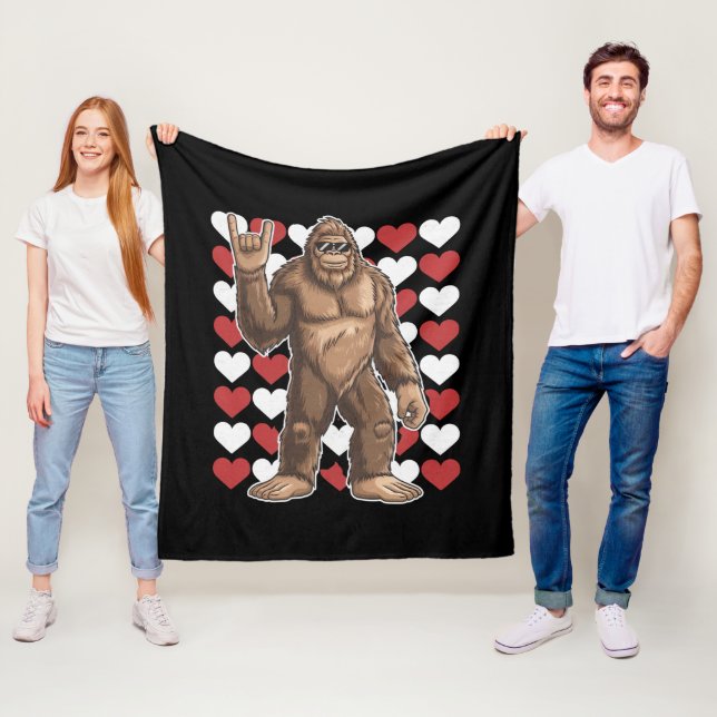 Couverture Polaire Bigfoot Valentines Jour Coeurs Drôle Sasquatch Amo (En situation)