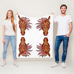 Couverture Polaire Bijou de cheval cowgirl coloré brun blanc rouge