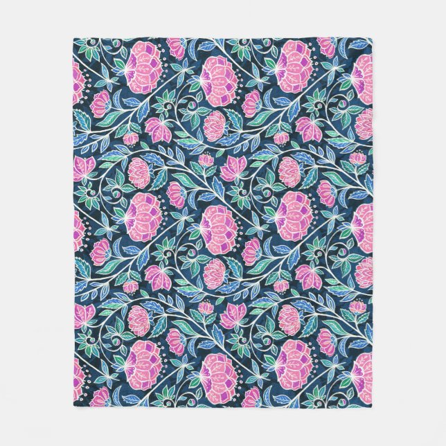 Couverture Polaire Bijou Toned Boho Chalk Chintz motif floral (Devant)