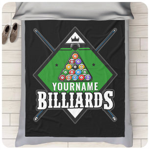 Couverture Polaire Billard personnalisé NOM Cue Rack Pool Room