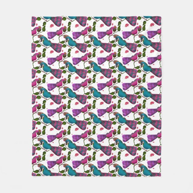Couverture Polaire Birds floral seamless pattern Curtain (Devant)