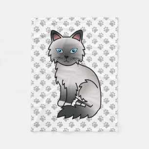 Couverture Polaire Birman / Ragdoll Point Bleu Chat & Pattes Mignon