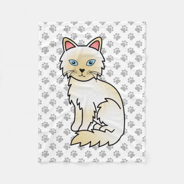 Couverture Polaire Birman / Ragdoll Point crème Chat & Pattes Mignonn (Devant)