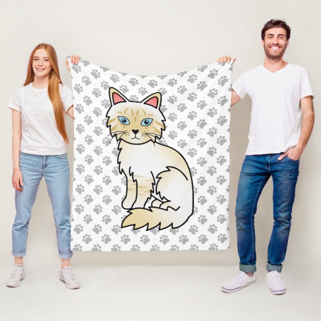Couverture Polaire Birman / Ragdoll tabby crème Point Chats & Pattes  (En situation)