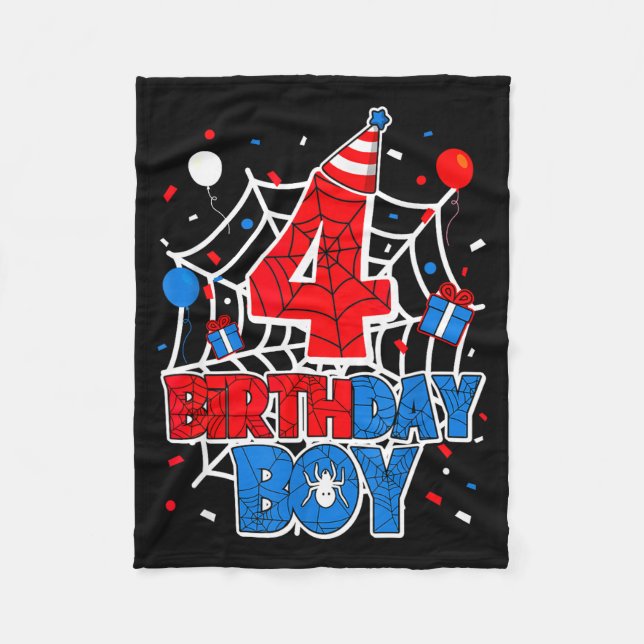 Couverture Polaire Birthday Boy 4 Year Old Sders 4th Birthday Kids  (Devant)