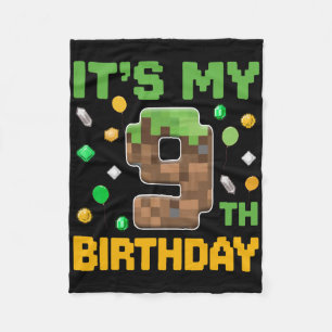 Couverture Polaire Birthday Boy C'est mon 9e anniversaire Gamer Pixel