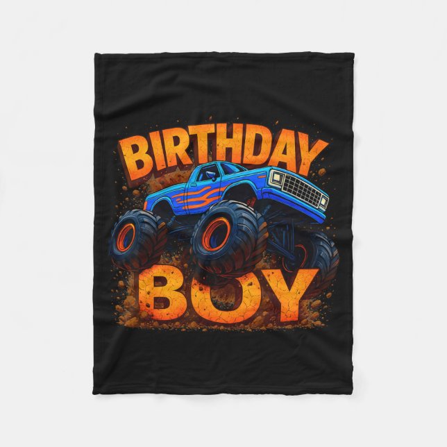 Couverture Polaire Birthday Boy Monster Truck Funny Family Matching  (Devant)