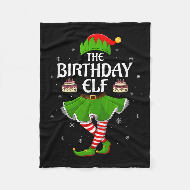 Couverture Polaire Birthday Elf Christmas Family Girls Women Elf Squa (Devant)