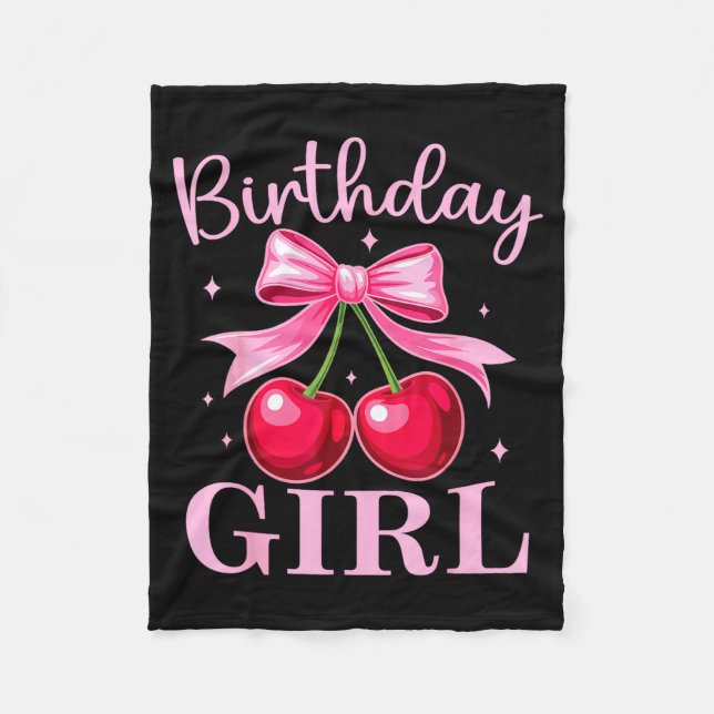 Couverture Polaire Birthday Girl Coquette Bow Cherry Birthday Girls W (Devant)
