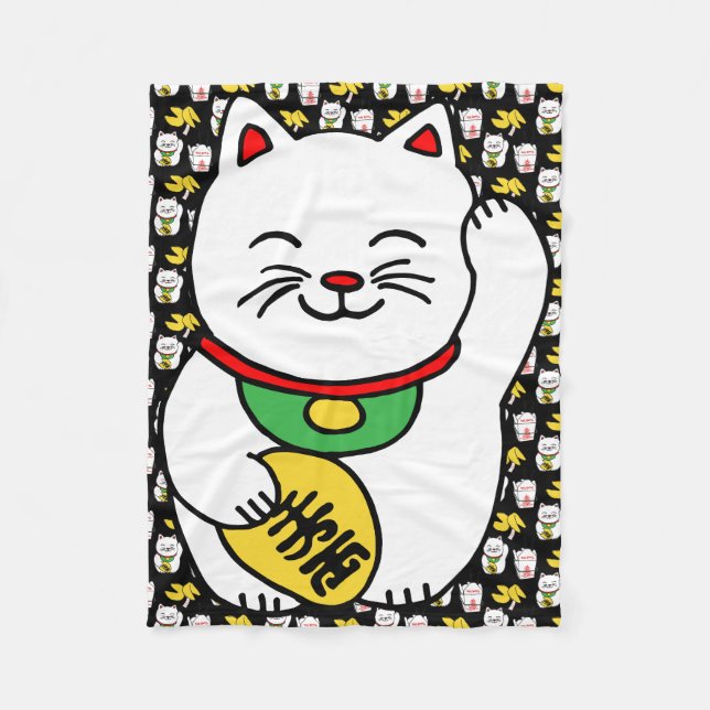 Couverture Polaire Biscuit de bonne chance chanceux japonais de chat (Devant)