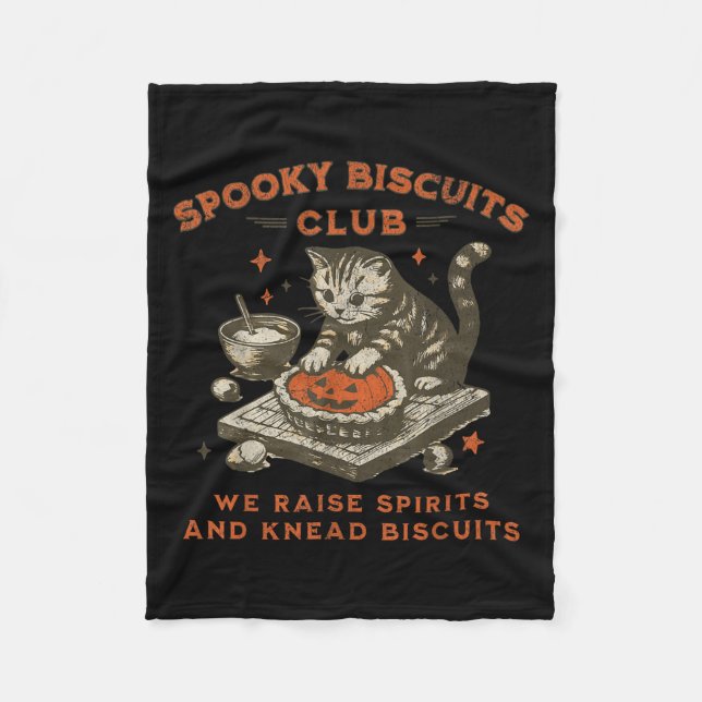Couverture Polaire Biscuits Club éffrayant Chat, Biscuits d'Halloween (Devant)