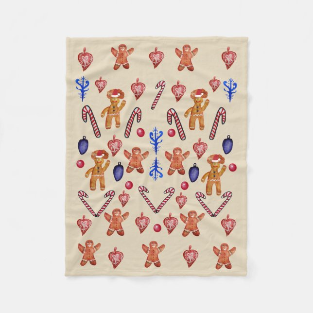 Couverture Polaire Biscuits de bonhomme en pain d'épice, décor de (Devant)