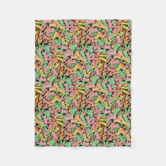 Couverture Polaire biscuits d'os de chien colorés (Devant)